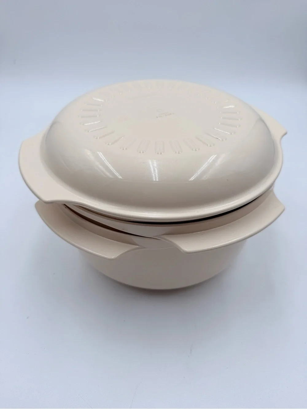 Vintage Tupperware Microwave Stack Cooker Almond 3 Pieces 2192 2193 2210
